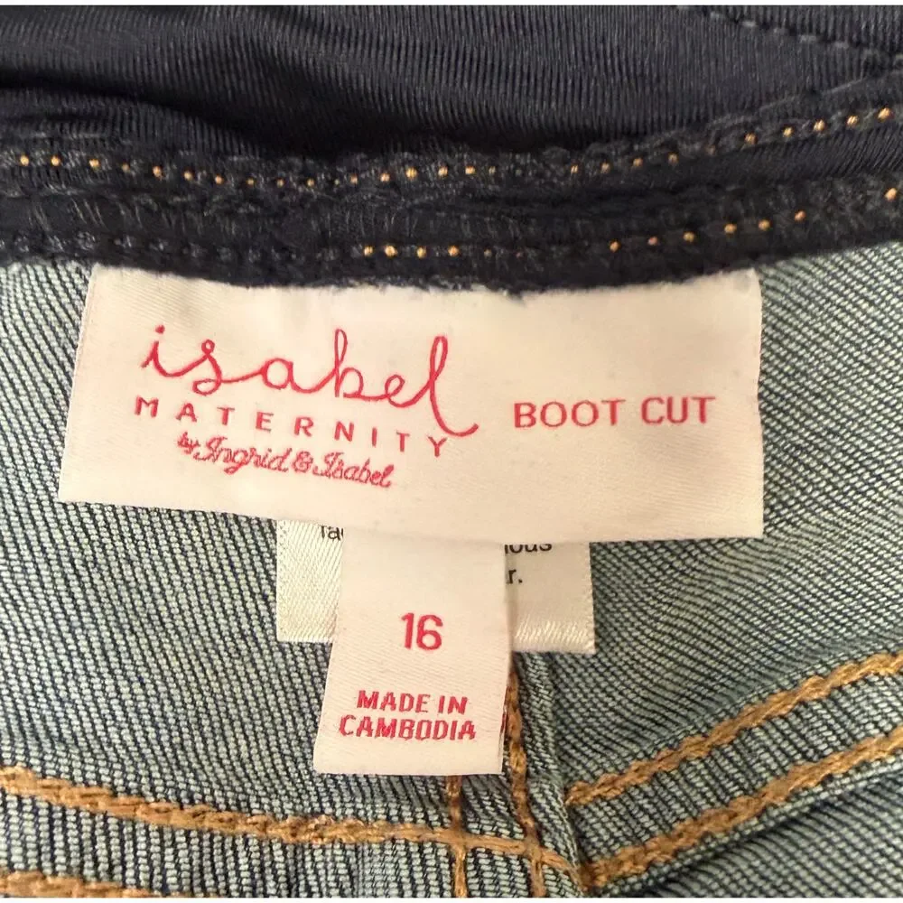 Isabel Maternity Ingrid & Isabel Bootcut Jeans 16 Crossover Panel Stretch New - Picture 7 of 12